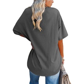 Today Deals+Prime 2025 Womens Oversized T Shirts Crew Neck Tees Short Sleeve Cozy Comfy Tunic 2025 Y2K Tops Casual Pullover My+Orders Placed Recently by me Dark Gray