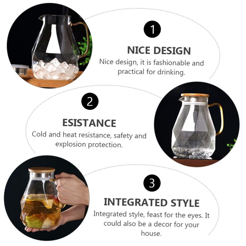 GRIRIW Practical Cold Kettle Glass Water Pitcher Tea Infuser Heat