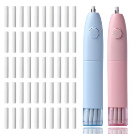 Electric Eraser Kit Portable: Nizirioo 2 Pieces Automatic Eraser Pencil Eraser 50 Pieces Replacement Eraser for Pencils Drawing, Learning, Office