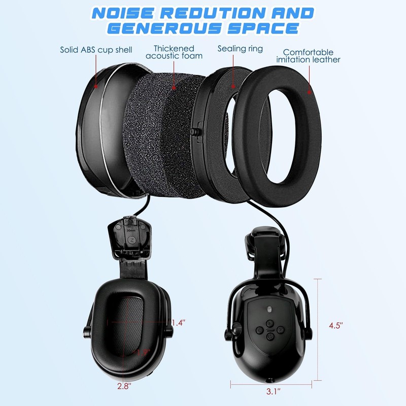 Aolamegs - Orejeras duras con Bluetooth - NRR 26db con