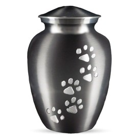 Best Friend Services Pet Urn - Ottillie Paws Legacy Memorial Pet Cremation Urns for Dogs and Cats Ashes Hand Carved Brass Memory Keepsake Urn (Slate, Vertical, Pewter, X-Large)