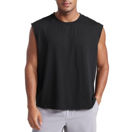 CRZ YOGA Mens Mesh Workout Tank Tops Quick Dry Breathable Running Athletic Training Sleeveless Muscle Shirts Black X-Large