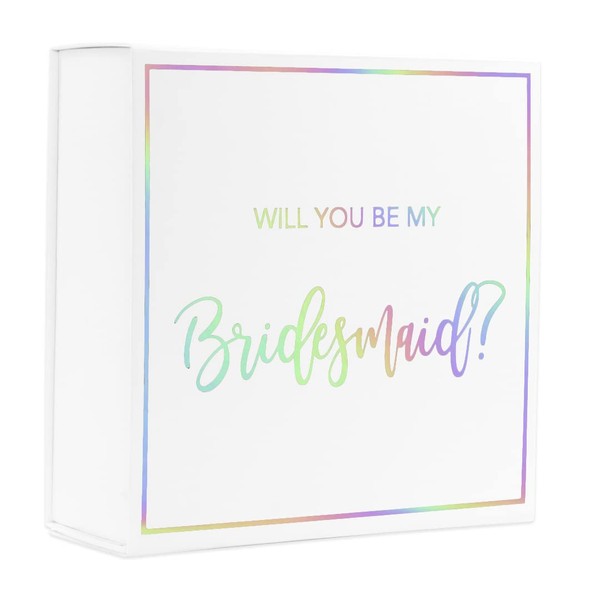 Andaz Press Iridescent Foil Will You Be My Bridesmaid Proposal Box, Set of 5, Bridal Party Proposal Ideas Shiny Iridescent Wedding Party Supplies Bridesmaid Bridal Shower Bachelorette