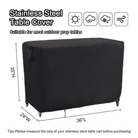 Kingling Outdoor Prep Table Cover, Waterproof Stainless Steel Table Covers Metal Table Cover Protection for Patio Kitchen Prep Work Tables - 36''L x 24''W x 35''H
