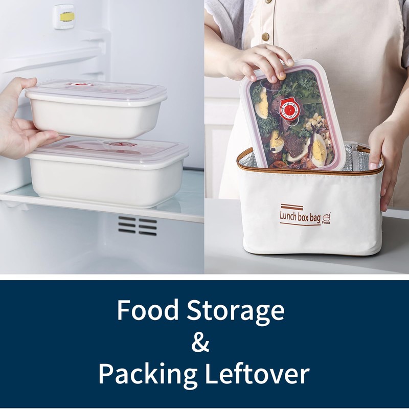Ceramic Food Storage Containers with Lids, Meal Prep Containers Reusable,
