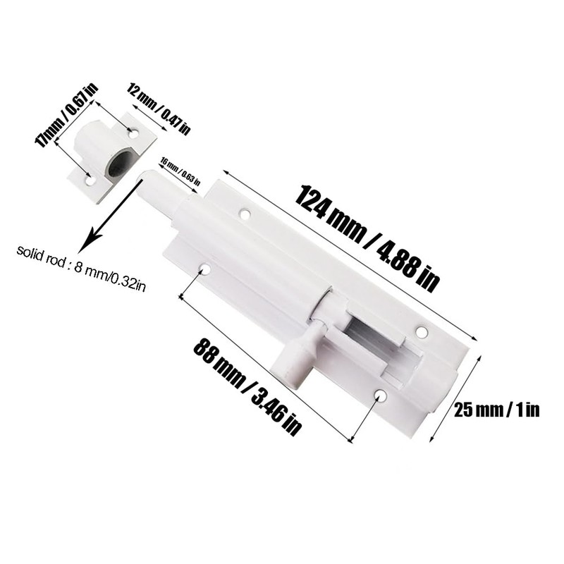 2 Pack 5 Inch Barrel Bolt Lock, Heavy Duty Slide