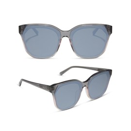 DIFF Gia Oversized Square Sunglasses for Women UV400 Protection, Smoke Crystal Ombre + Silver Flash