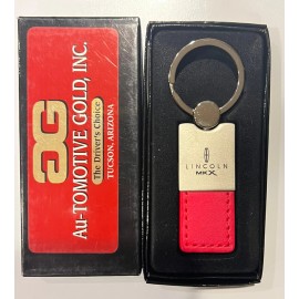 Lincoln MKX Pink Leather & Metal Keychain NEW IN BOX