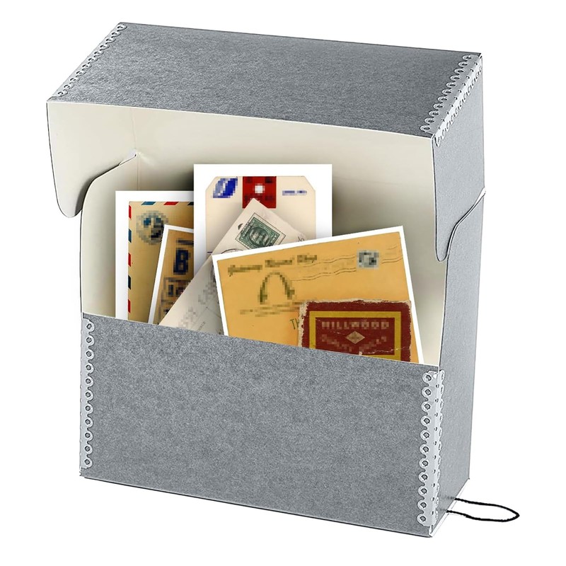 Lineco Archival Document Storage Box with Metal Edge, Acid-Free Gray