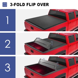 MOSTPLUS T3 Tri-Fold Soft Truck Bed Tonneau Cover Compatible for 2016 2017 2018 2019 2020 2021 2022 Toyota Tacoma Fleetside 5 FT Feet Bed | 60.5 Inch On Top