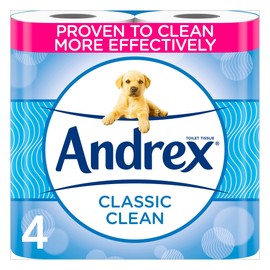 Andrex Classic Clean Toilet Rolls - 4 Toilet Roll Pack - Unbeatable Clean Toilet Rolls with Unique 3D Wave