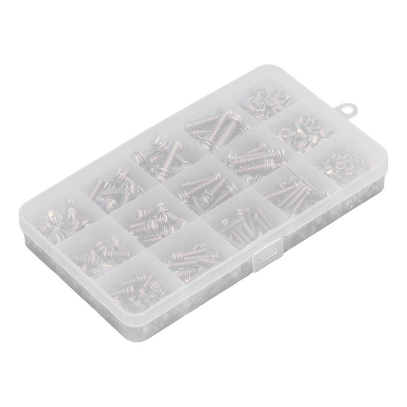 360pcs Screw Nut Set Stainless Steel Flat Washer Spring Washer