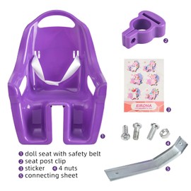 EIRONA Children's Bicycle Doll Seat with Sticker DIY for Girls, Bicycle Dolls Seat, Children's Bicycle Accessories, Purple