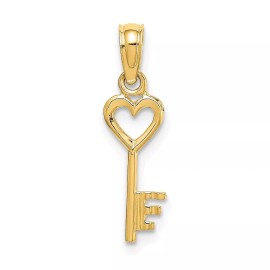 BillyTheTree Jewelry 14K Yellow Gold Key w/ Heart Pendant