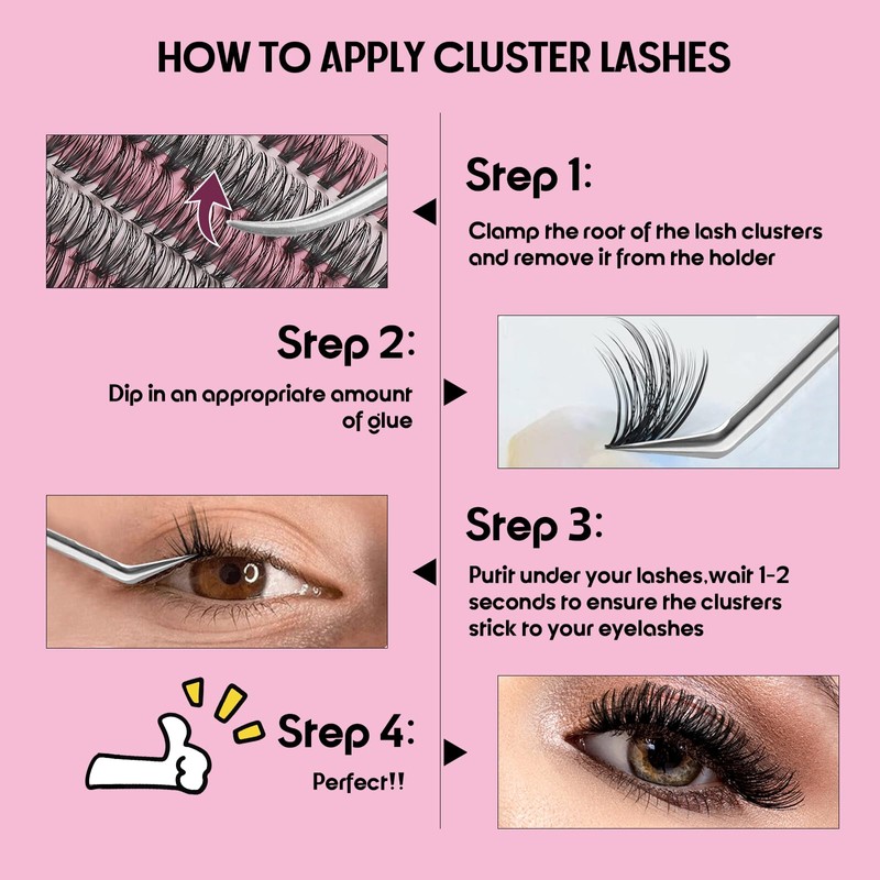 Perfect Key 200 Clusters Natural Look Eyelash Extensions Wispy Lash
