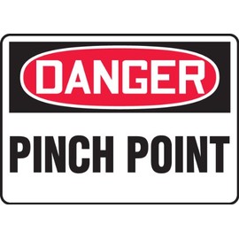 Accuform MEQM017VA Aluminum Safety Sign, Legend "Danger Pinch Point", 7" Length x 10" Width, Red/Black on White