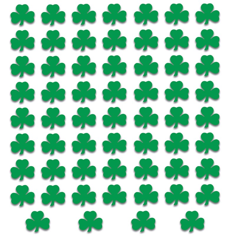 Beistle Printed Shamrock Cutouts 60 Piece, 5", Green