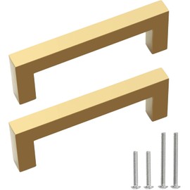 Manijas para gabinete, manijas para gabinete doradas, manijas cuadradas para cajones, manijas para muebles, 2 piezas, 9.5 cm, acero inoxidable, puerta de cocina, gabinete, manijas de hardware