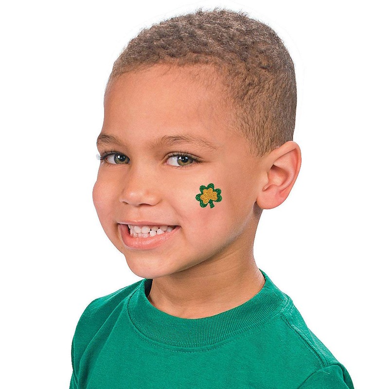 Glitter Shamrock Temporary Tattoos : package of 12