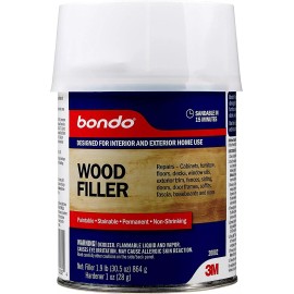 Bondo Home Solutions Wood Filler, Sandable in 15 min, 1.9 lbs with 1 oz Hardener