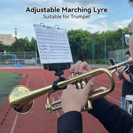 MusBoard Trumpet Lyre TC10, Adjustable Marching Band Lyre for Trumpet with Flip Folder, Includes 10 Refill Sleeves