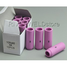 RIVERWELD TIG Aluminum Oxide Nozzles Ceramic Protective Cup #8 10N46 with 12.5mm Opening for SR WP 17 18 26 TIG Welding Torch Pack of 10