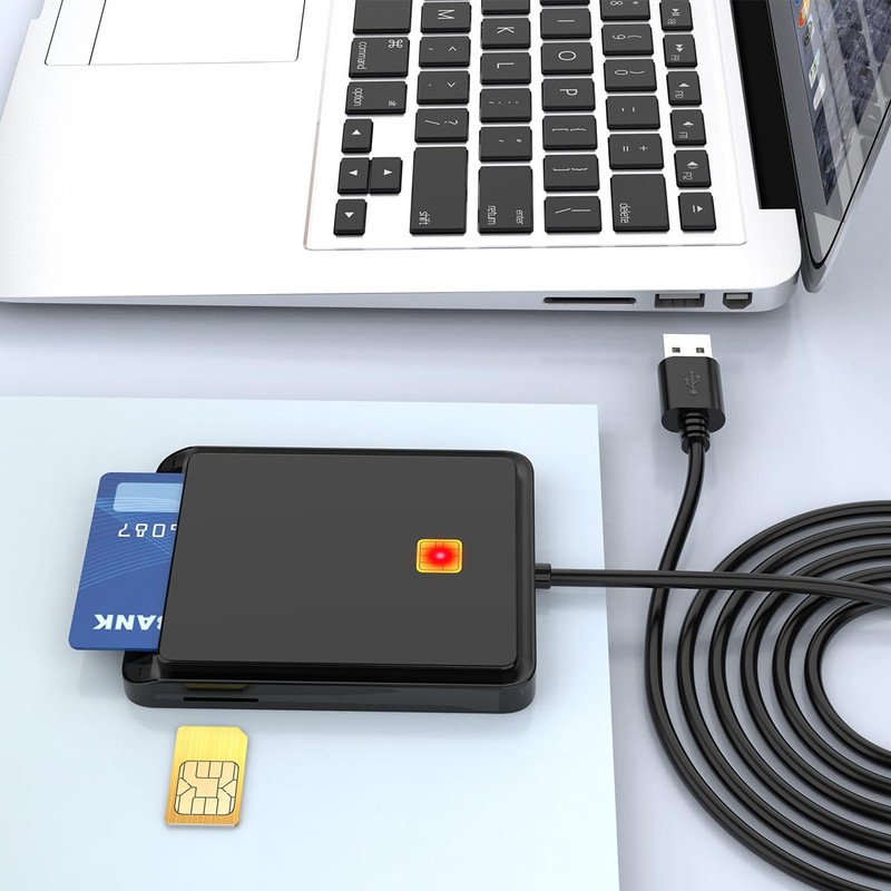 Black USB Smart Card Reader, CAC ID Card Reader, SIM
