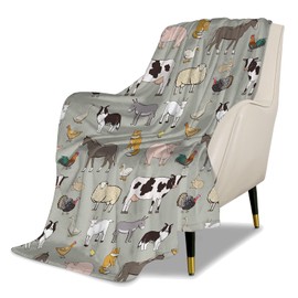 UGTEWXU Kids Cute Farm Animal Cartoon Throw Blanket for Boys and Girls 60"X50" Blanket with Farm Animal on It Suitable for All Season 2