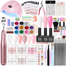 Acrylic Nail Kit for Beginners with Everything nail drill with lamp 6pcs powder with 3pcs gel nail polish for Women Home DIY