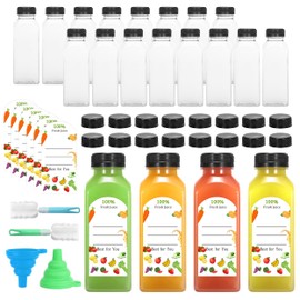 HEWASME 30Pcs 12 Oz Plastic Juice Bottles with Caps,Clear Reusable Water Bottle & Tamper Proof Lids,Juice Containers,Juicing Bottles for Fruit Juice,Smoothies,Coffee - Food Grade & Travel Bottle