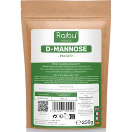 D-Mannose Powder 250 g - D Mannose Powder Bottled in Germany & Laboratory Tested, 125 Days Supply - Natural, Vegan - Extra Dosing Spoon - RAIBU