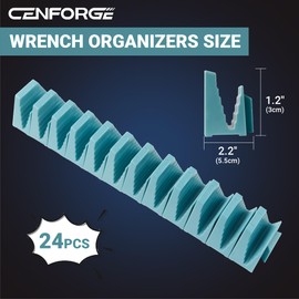 Cenforge Modular Wrench Organizer Magnetic, Wrench Organizer for Tool Box Drawer - Wrench Holders with Metric & SAE Labels, Gift for Mechanics (24, Green, Standard)