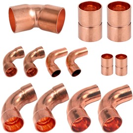 Copper Fittings Kit HVACR 3/8 & 7/8 Line Set, Copper Pipe Fitting Coupling and Elbow, Air Conditioning Refrigeration Liquid Line & Suction Lines Tubing Pipes for Central/Split A/C systems