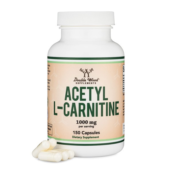Acetyl L-Carnitine 1,000mg Per Serving, 150 Capsules (ALCAR for Brain Function Support, Memory, Attention, and Stamina) Acetyl L Carnitine That is Manufactured and Tested in The USA by Double Wood