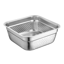 Cabilock Kitchen Colander Stainless Steel Fine Mesh Strainer Bowl Square Fruit Container Vegetable Drainer Basket Pasta Rice Food Draining Bowl Sieve Micro-Perforated Washing Basin 30cm