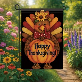 Saoplasa Thanksgiving Garden Flag Turkey Pumpkin Sunflowers Flag 12x18 Inch Double Sided Outdoor Yard Banner for Autumn Fall Welcome Holiday Decoration Decor