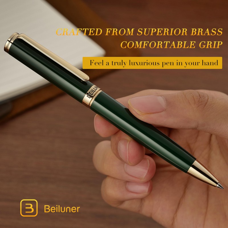 BEILUNER Luxury Gel Pen with 24K Gold Finish, Green Piano