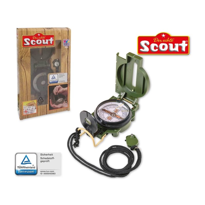 Happy People 19351 - Echter Scout Taschenkompass für Entdecker Metallgehäuse