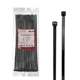 12 inch Black Nylon Zip Ties, 50lbs Tensile Strength, Multi-Purpose Self Locking Cable Ties, Heat Resistant, Erosion Controlled, Heavy Duty for Indoor and Outdoor Use (100)