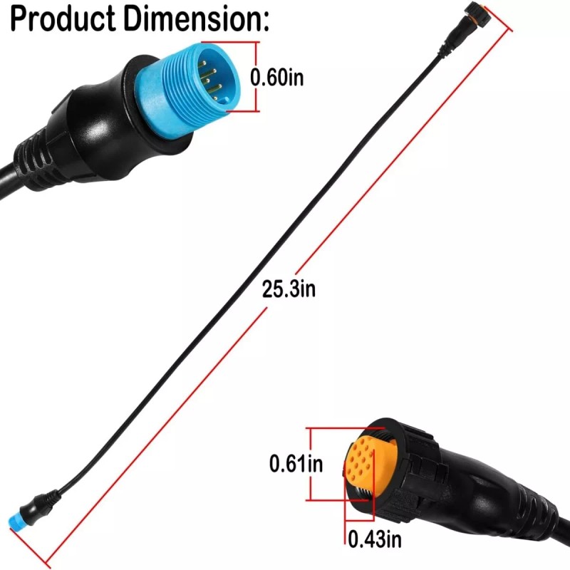 For Garmin 8-Pin Xdcr to 12-Pin Sounder Adapter Cable Fits