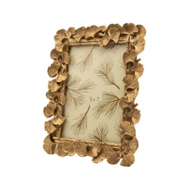 SYLVIA'S SHOP Vintage 5x7 Picture Frame, Antique Ornate Gold Ginkgo Leaf Photo Frame, Table Top Display and Wall Hanging Home Decor, Old Fashioned Gorgeous Photo Gallery Art Deco