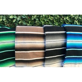 Cruiser Candy Traditional Mexican Serape Blanket - Vibrant Handwoven Acrylic Throw for Bed, Yoga, Beach, Picnic, Camping - Tassel Trim Boho Décor - Extra Large 60x80 Inches - Brown Black