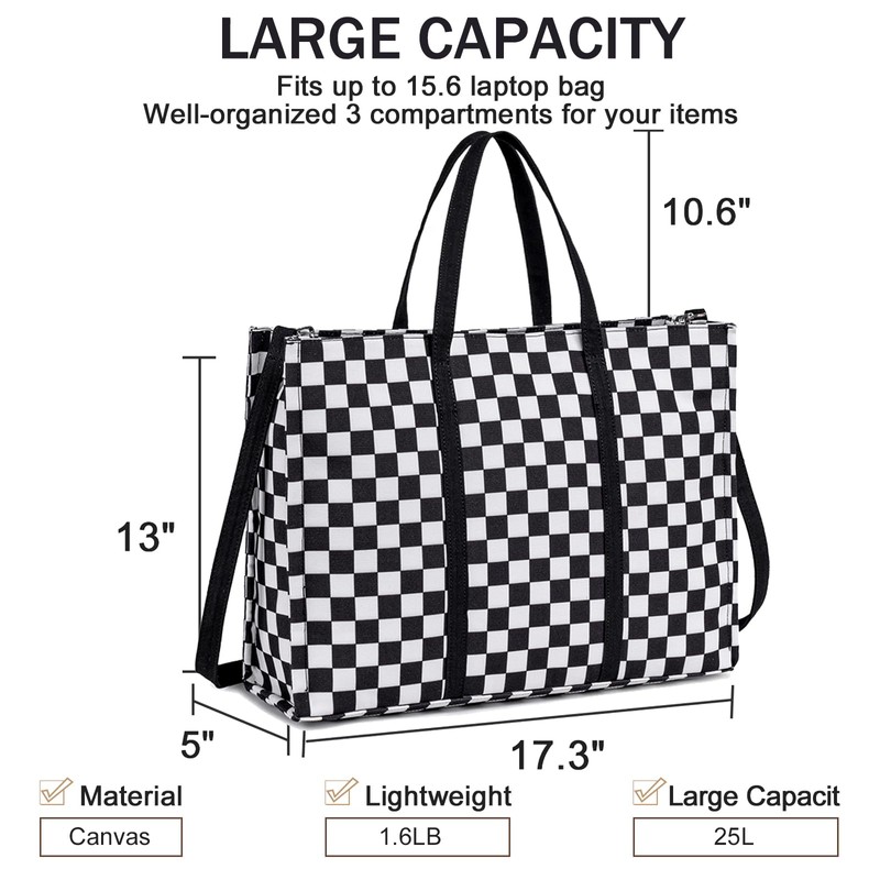 Laptop Tote Bag for Women Work 15.6 inch Canvas Shoulder