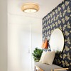 Aeyee Bamboo Flush Mount Ceiling Light Handwoven Rattan Light Fixture,