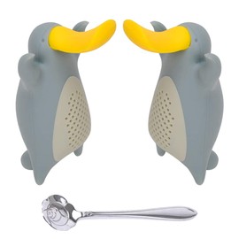 Besego Silicone Tea Infuser Set of 2, Cute Platypus Loose Leaf Tea Strainer with Stainless Steel Teaspoon, Reusable Tea Ball Filter for More Enjoyable Tea Times with Friends and Family