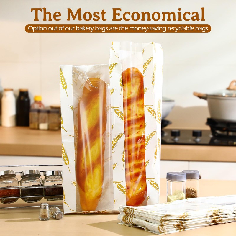 Affrolling 100 Pcs French Bread Bags Bulk with Window for