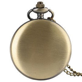 Swhily Pocket Watch, Mens Vintage Quartz Dad Pocket Watches with Chain for Daddy Birthday,Valentine's Day, Christmas + Gift Box (Bronze)