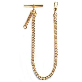 Dueber Yellow Gold Plated Albert Pocket Watch Chain with fob Drop