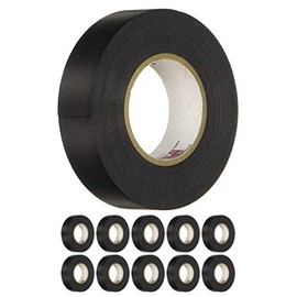 Morris Products 10 Pack Black Electrical Tape, Large Rolls, Each 3/4-Inch Wide and Full 60 Feet Long, 7 mil, Use for Protective Jacketing and Bundling, Great for Color Coding [Pack of 10]