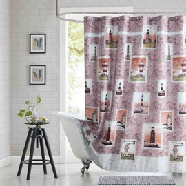 BESTRIPES Fabric Shower Curtain, Lighthouse Shower Curtains for Bathroom, Cameo Brown Waterproof Bathroom Curtains, 72" W x 72" H